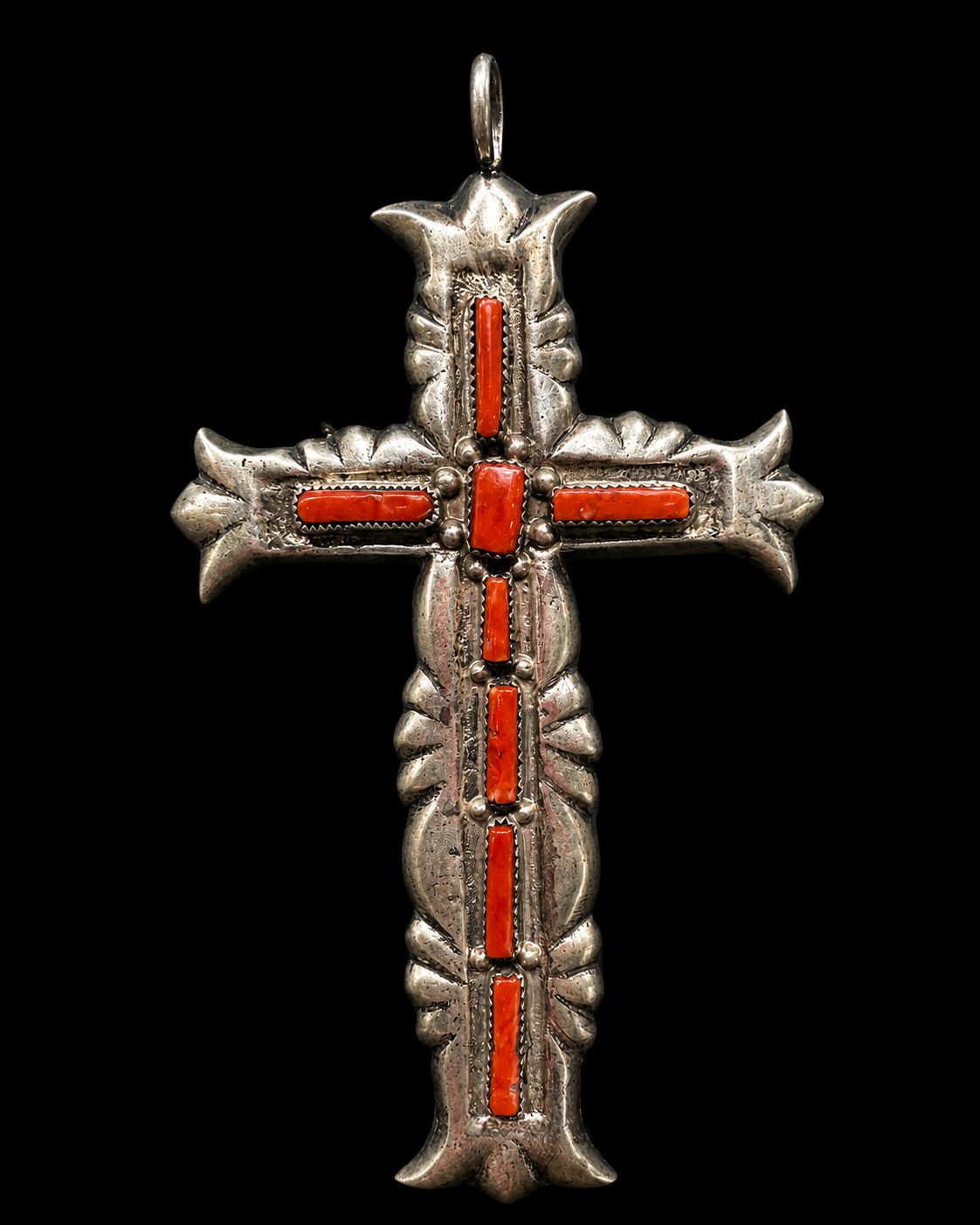 Italian Coral Large Cross Pendant
