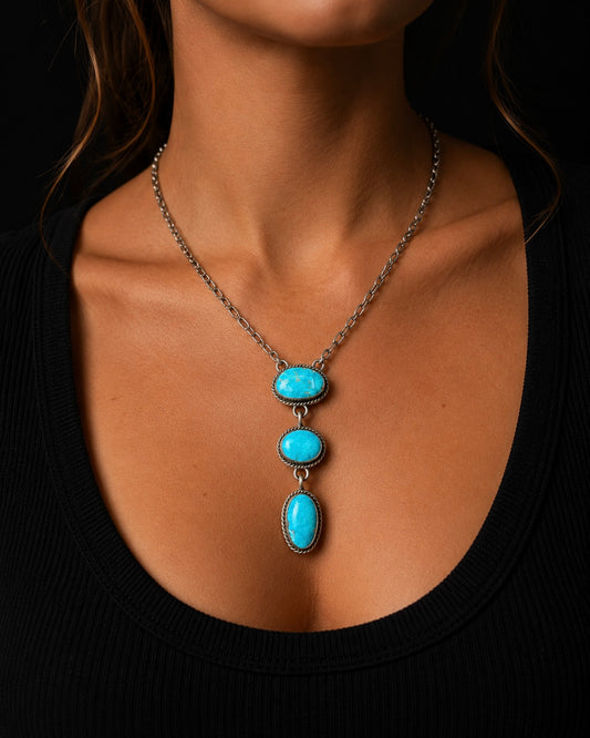 Cripple Creek Three Stone Drop Necklace