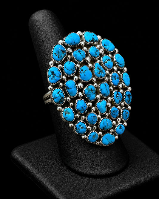 Adjustable Sleeping Beauty Turquoise 30 Stone Ring