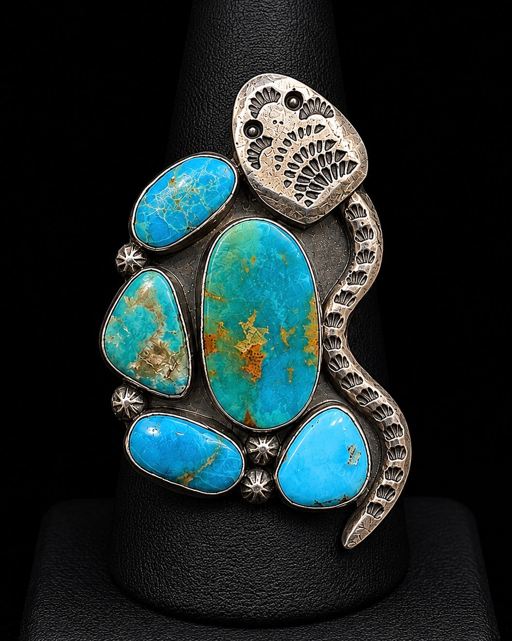 Adjustable Kingman Snake Ring