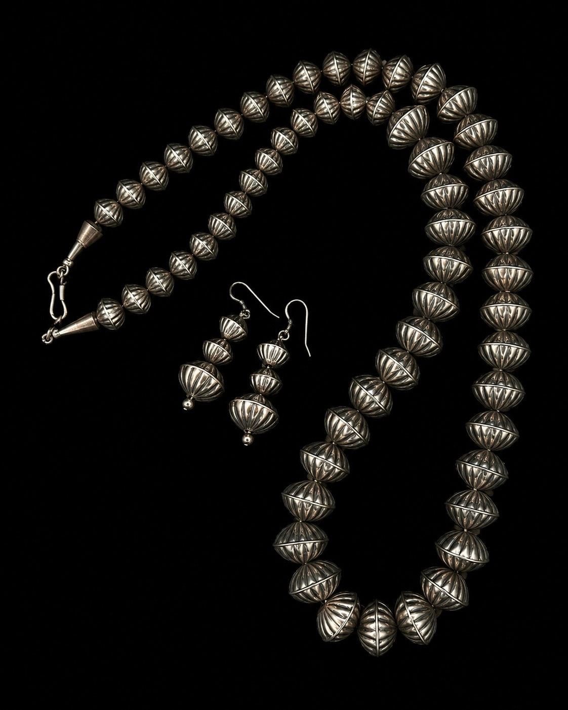 28” Graduated Sterling Silver Pearl Necklace & Earring Set