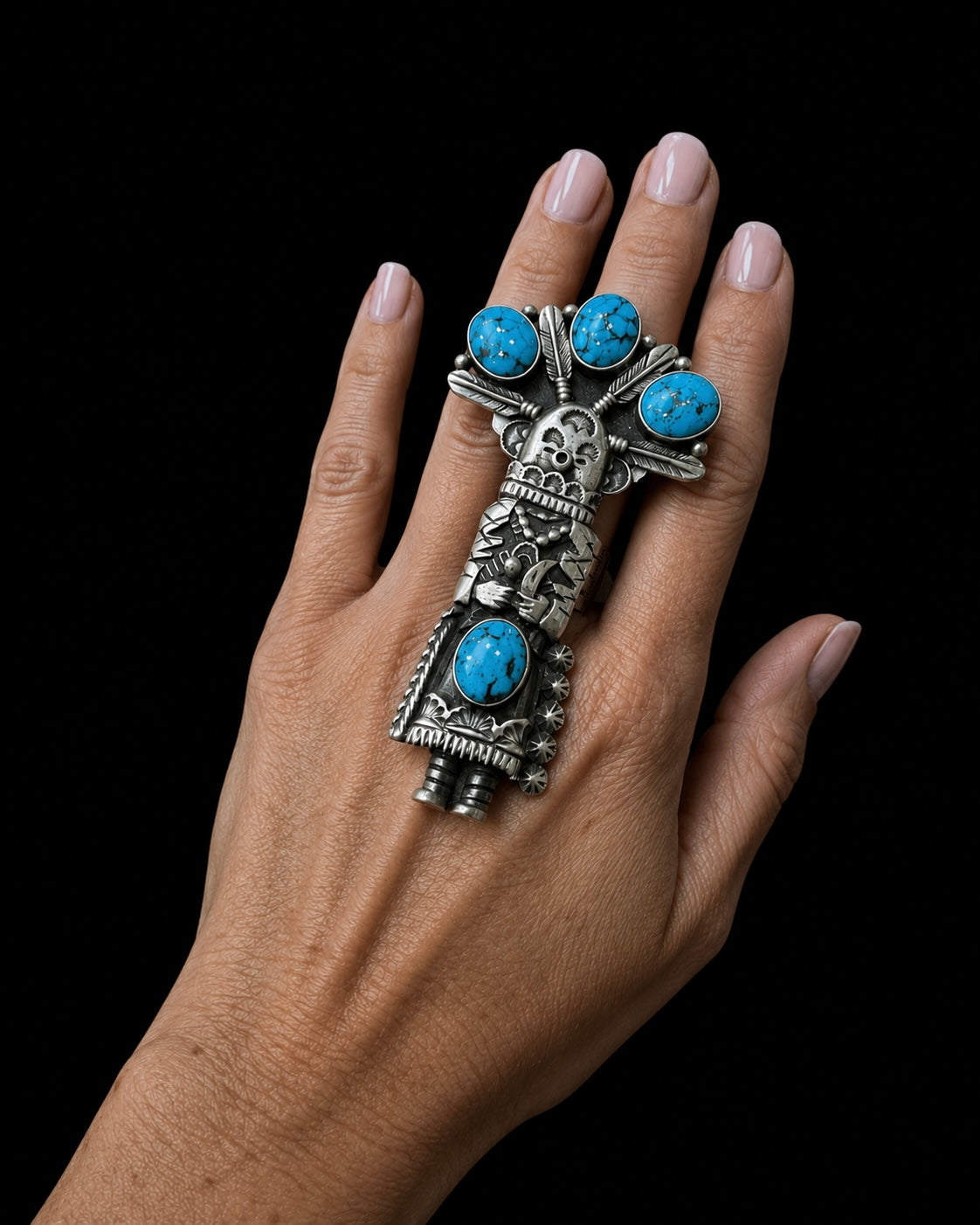 Kachina Kingman Web Turquoise Ring