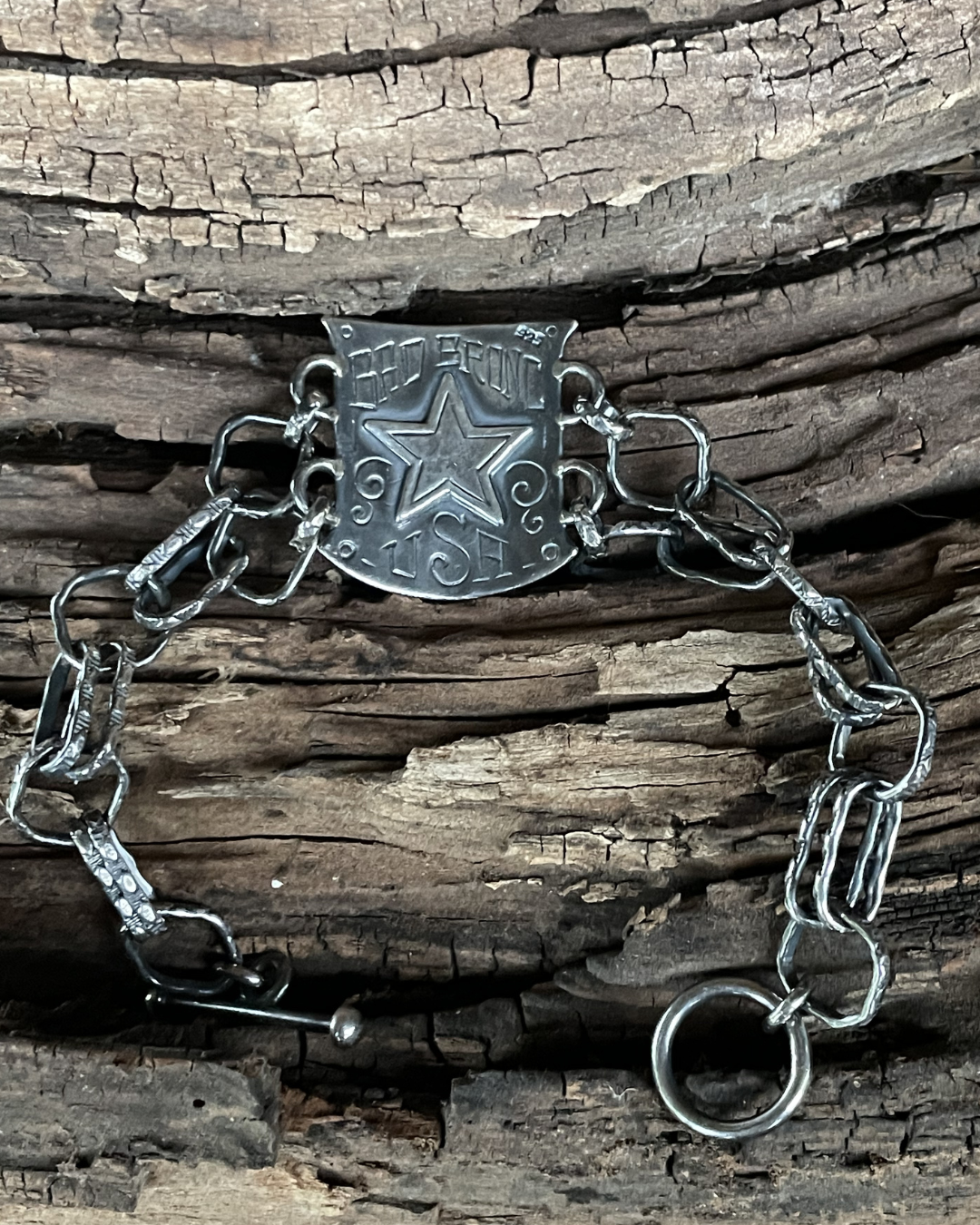 Bad Bronc Luggage Tag Cuff 8.5”