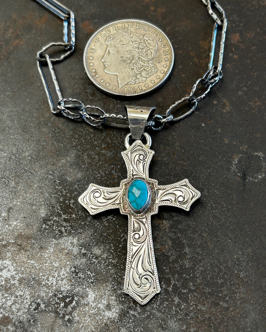 Double-Sided Turquoise Cross Pendant