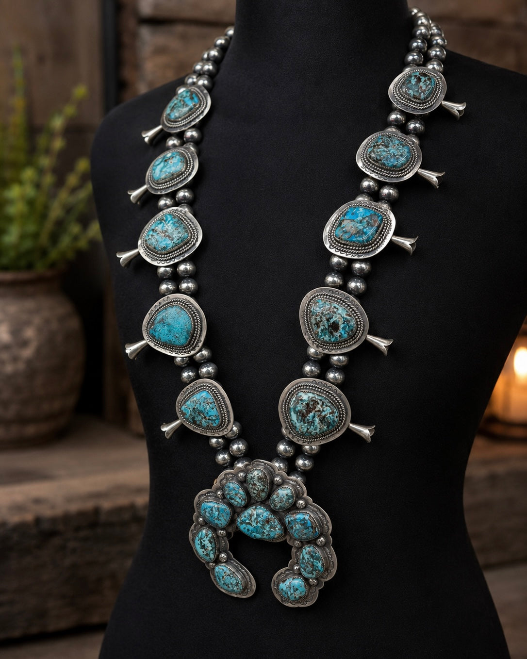 Lone Mountain Turquoise Squash Blossom