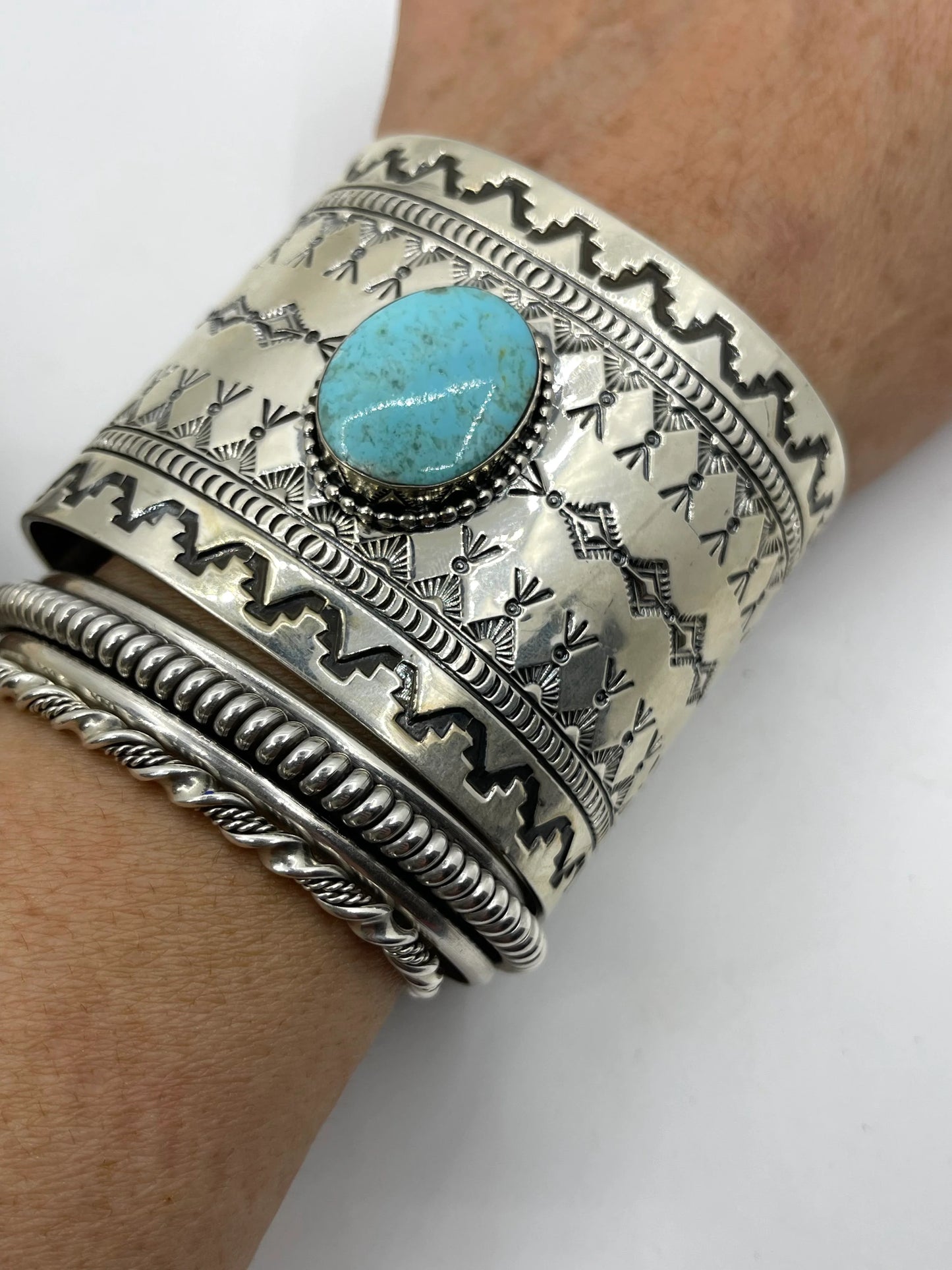 Silver Overlay Turquoise Cuff