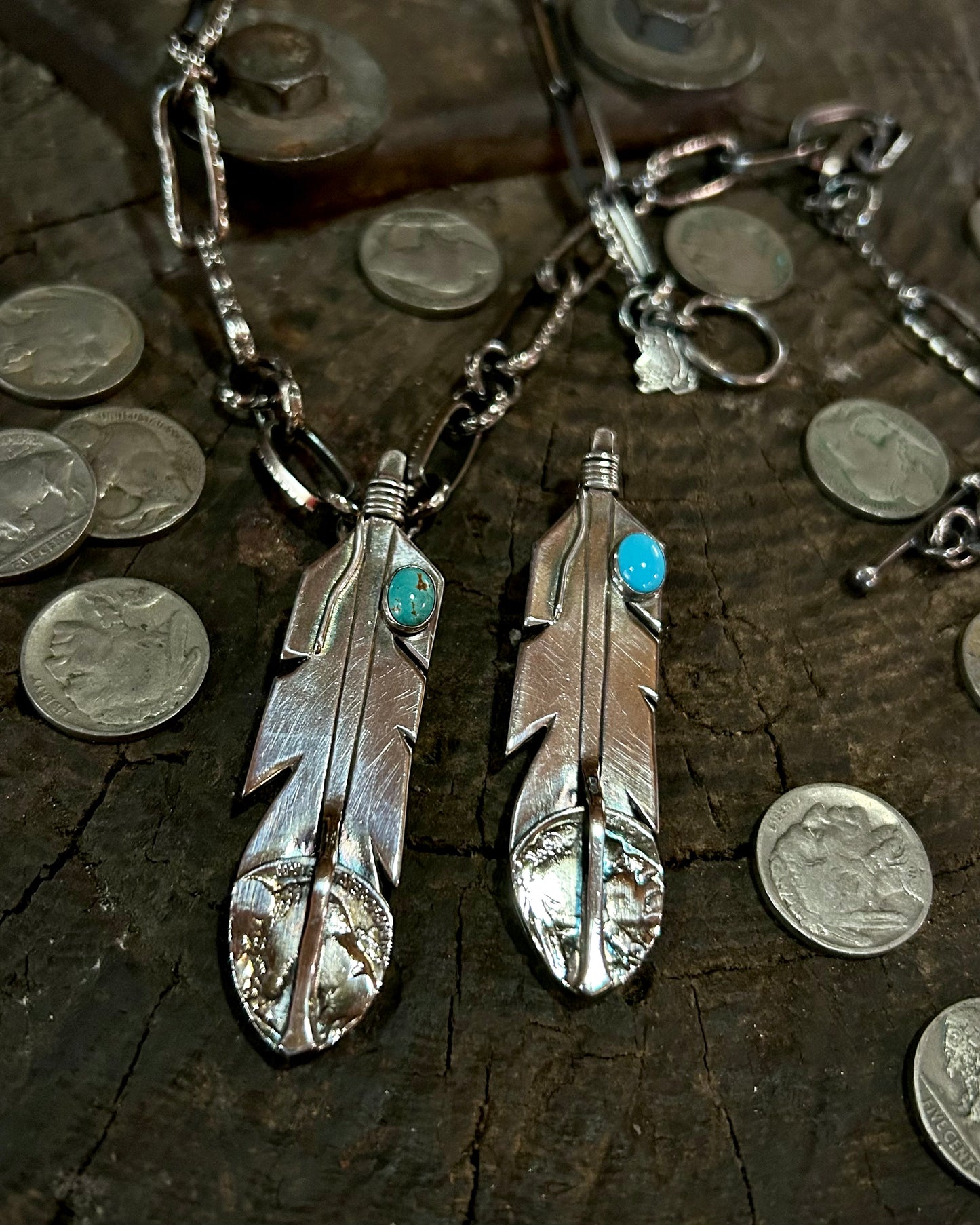Nickel Feather Pendant