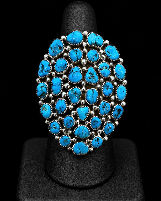 Adjustable Sleeping Beauty Turquoise 30 Stone Ring