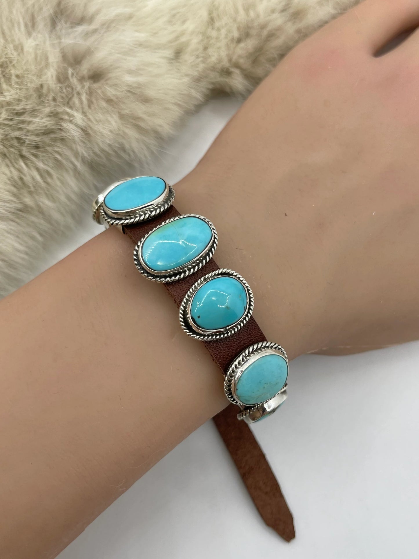 Kingman Turquoise Leather Bracelet