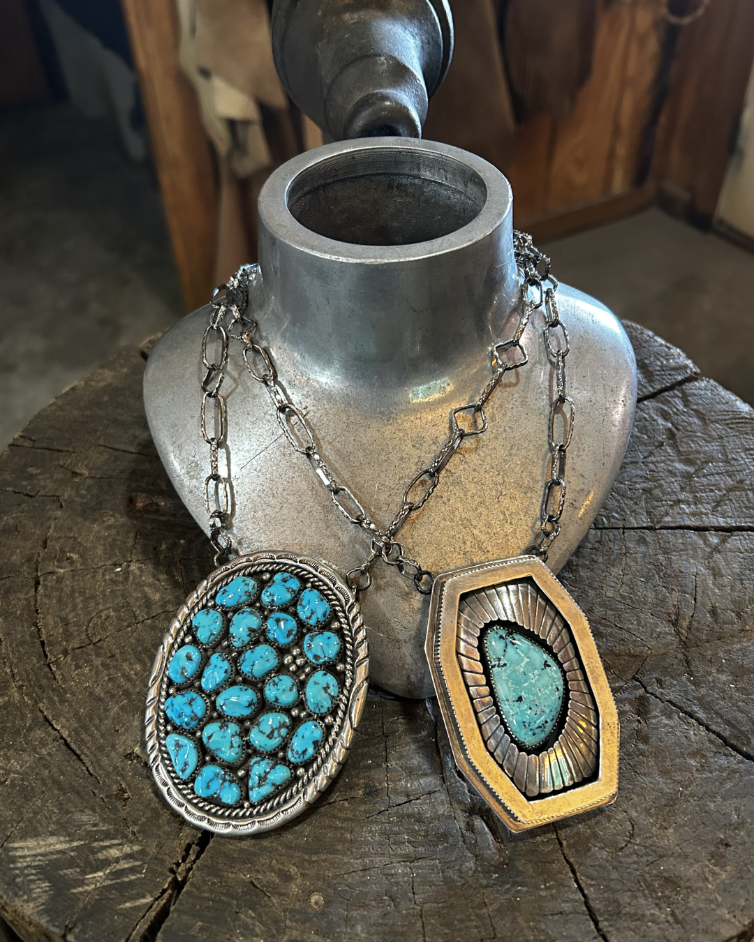 Repurposed Belt Buckle Shadow Box Necklace