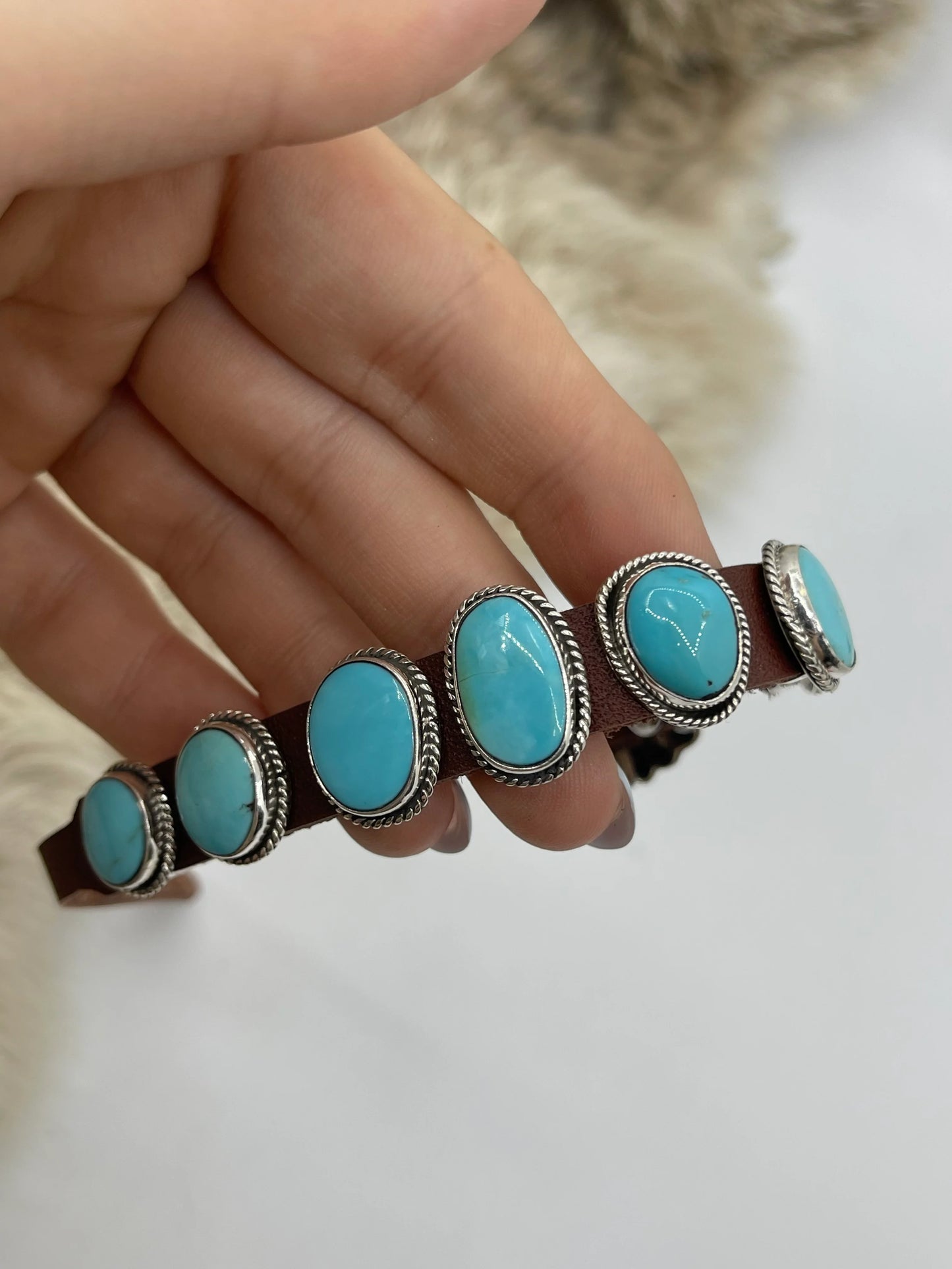 Kingman Turquoise Leather Bracelet
