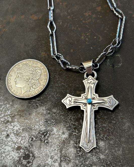 Double-Sided Turquoise Cross Pendant