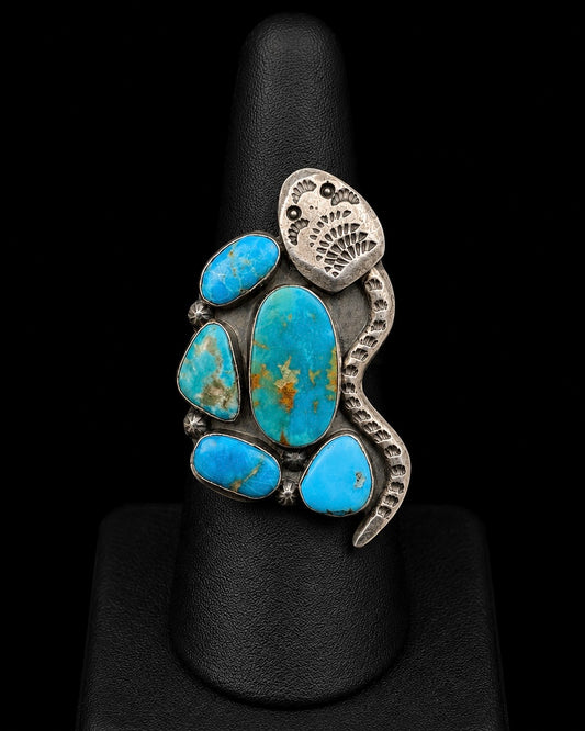 Adjustable Kingman Snake Ring