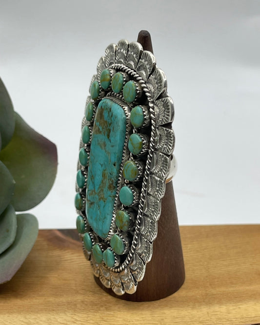 Adjustable Kingman Turquoise Cluster Ring