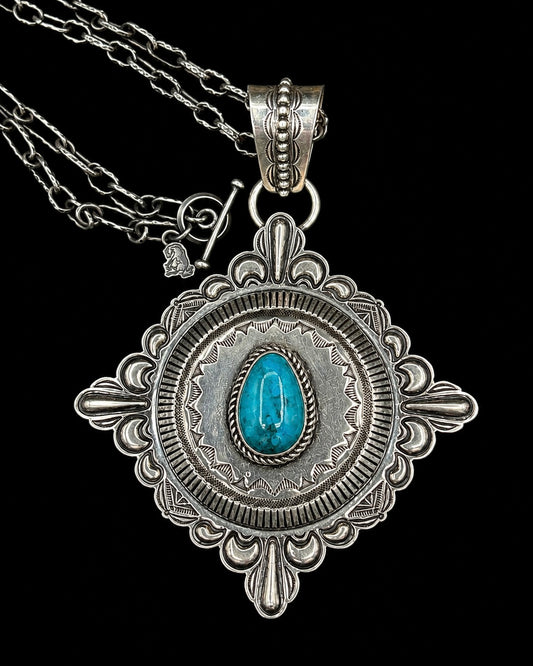 Large Sterling Silver
Pendant with Kingman