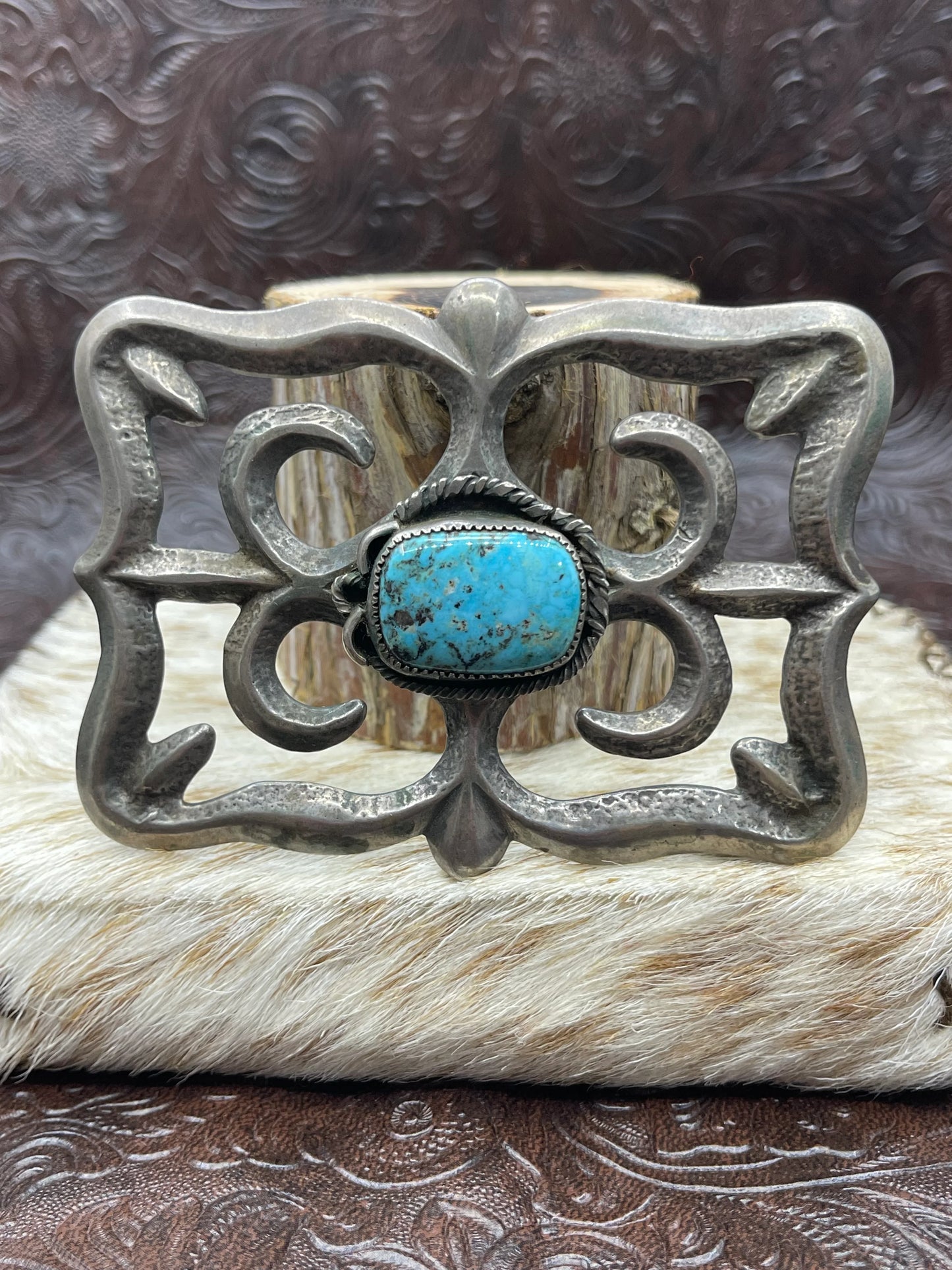 Vintage Sand Cast Turquoise Buckle