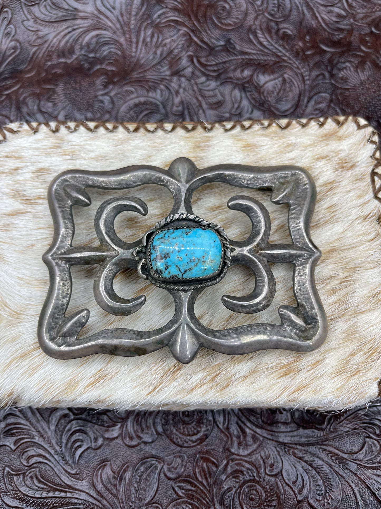 Vintage Sand Cast Turquoise Buckle