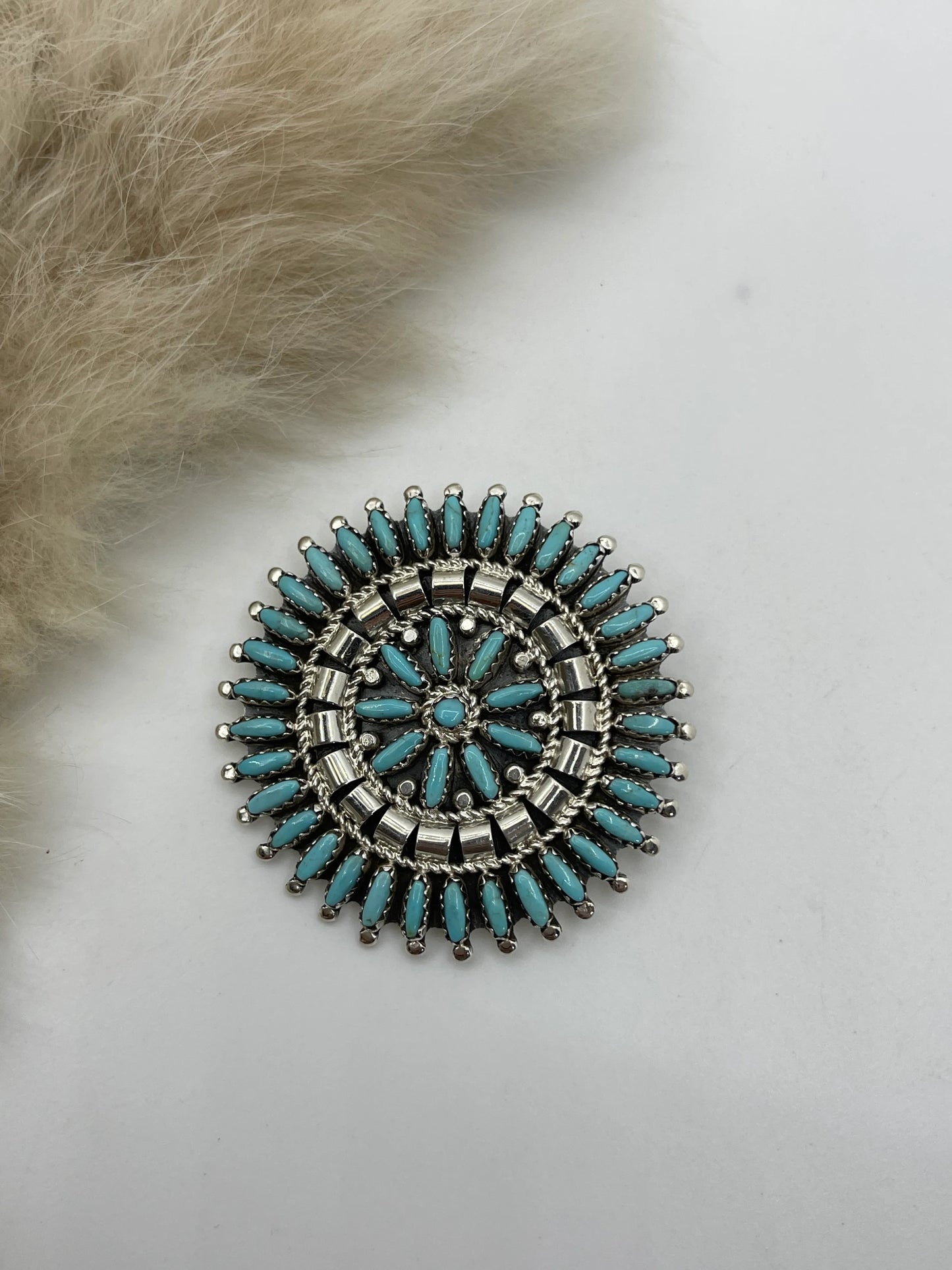 Sleeping Beauty Turquoise Concho Pendant & Pin