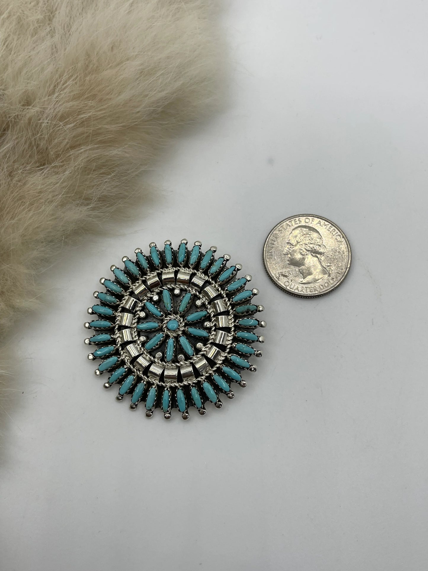 Sleeping Beauty Turquoise Concho Pendant & Pin