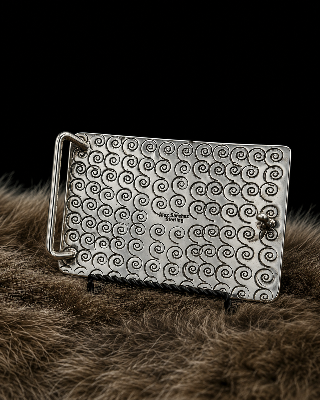 Kingman Turquoise & Petroglyph Belt Buckle